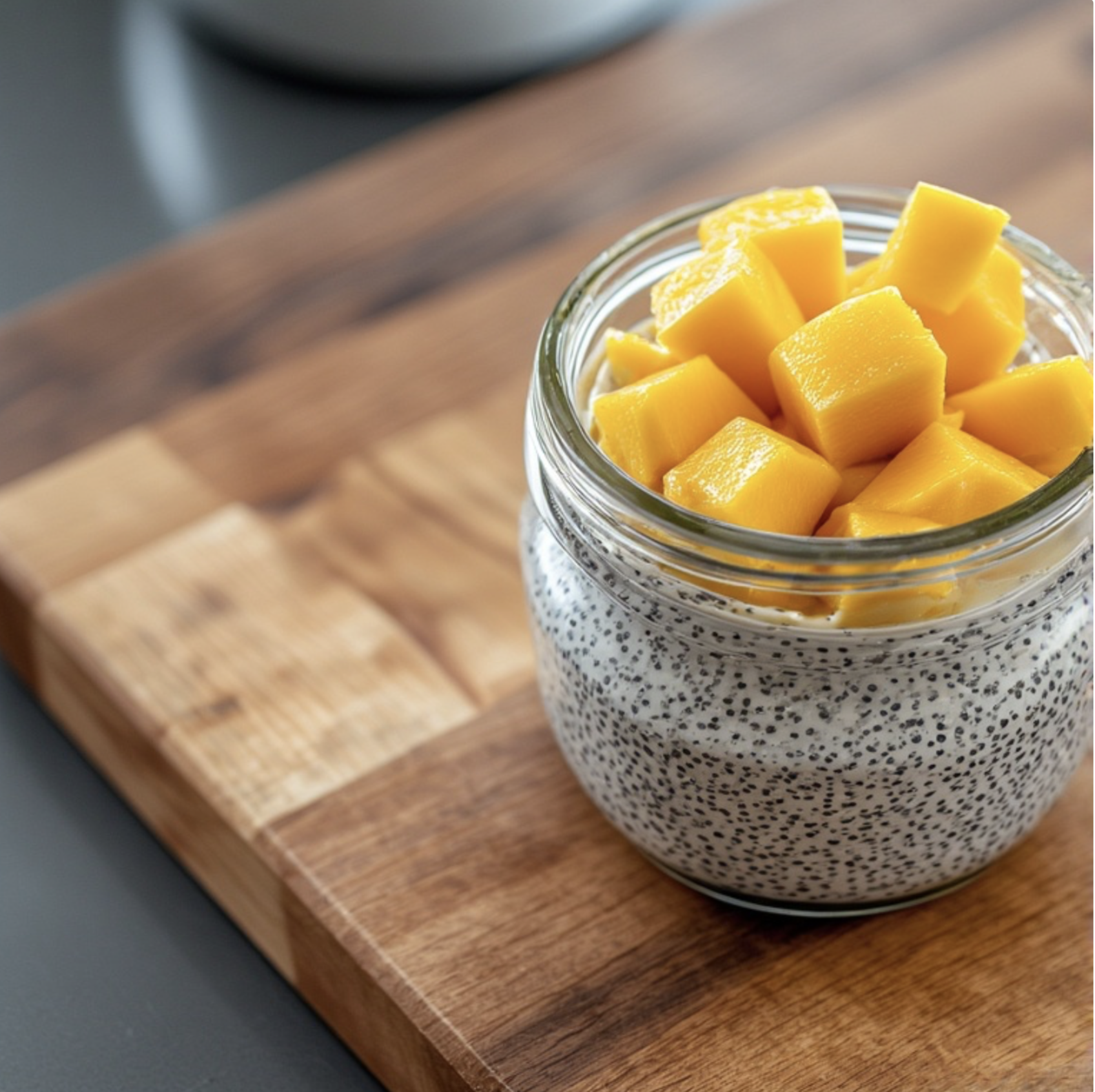 Pudim de chia com manga