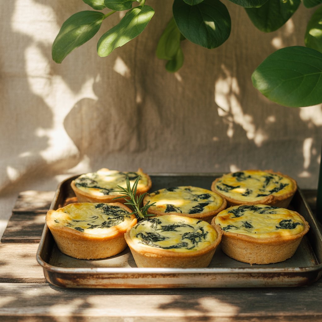 Mini quiches de espinafres e queijo